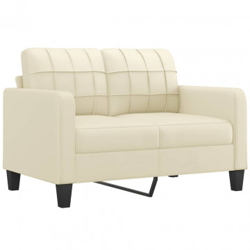 Canapea cu 2 locuri, crem, 120 cm, piele ecologică - Img 2