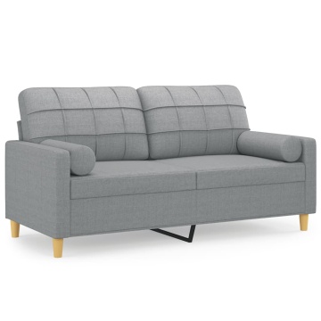 Canapea cu 2 locuri cu pernuțe, gri deschis, 140 cm, textil - Img 2