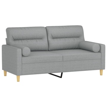 Canapea cu 2 locuri cu pernuțe, gri deschis, 140 cm, textil - Img 3