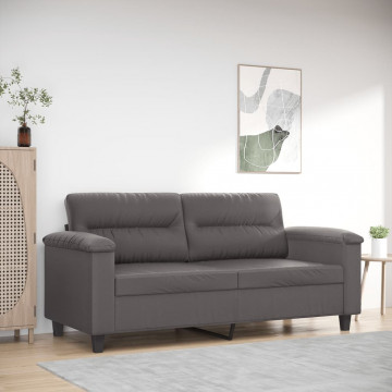 Canapea cu 2 locuri, gri, 140 cm, piele ecologică - Img 1