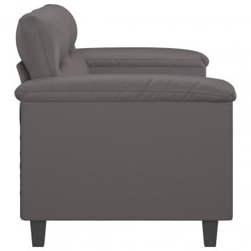 Canapea cu 2 locuri, gri, 140 cm, piele ecologică - Img 4
