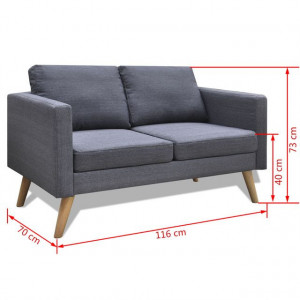 Canapea cu 2 locuri, material textil, gri închis - Img 5
