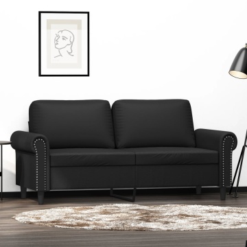 Canapea cu 2 locuri, negru, 140 cm, piele ecologică - Img 1