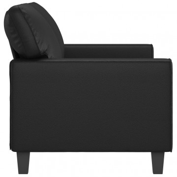 Canapea cu 2 locuri, negru, 140 cm, piele ecologică - Img 4