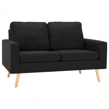Canapea cu 2 locuri, negru, material textil - Img 2