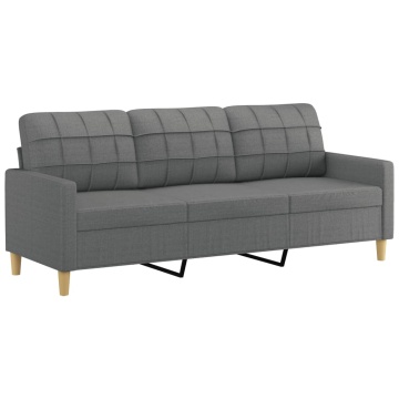 Canapea cu 3 locuri cu pernuțe, gri închis, 180 cm, textil - Img 4