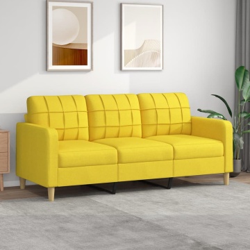 Canapea cu 3 locuri, galben deschis, 180 cm, material textil - Img 1