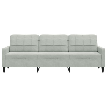 Canapea cu 3 locuri, gri deschis, 210 cm, material catifea - Img 4
