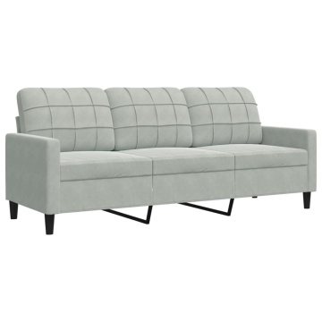 Canapea cu 3 locuri, gri deschis, material 180CM catifea - Img 2