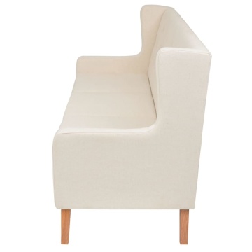 Canapea cu 3 locuri, material textil, alb crem - Img 3