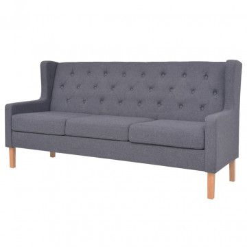 Canapea cu 3 locuri, material textil, gri - Img 1