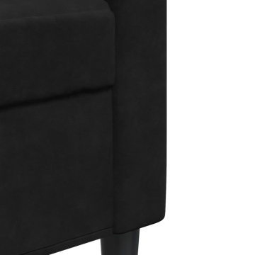 Canapea cu 3 locuri, negru, 210 cm, material catifea - Img 6