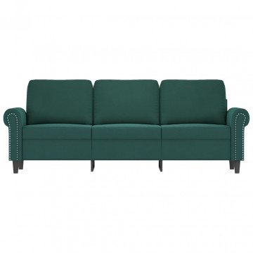 Canapea cu 3 locuri, verde închis, 180 cm, catifea - Img 3