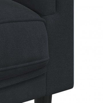 Canapea cu perne, 3 locuri, negru, catifea - Img 6