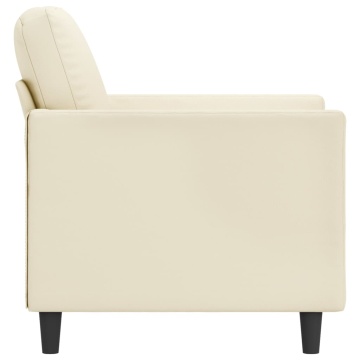 Canapea de o persoană, crem, 60 cm, piele ecologică - Img 4