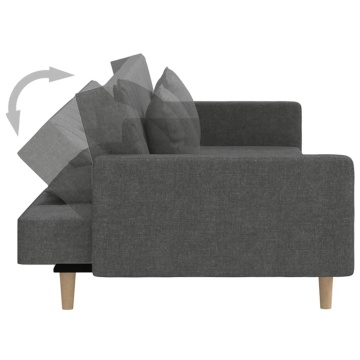 Canapea extensibilă cu 2 locuri, 2 perne, gri închis, textil - Img 6