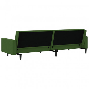 Canapea extensibilă cu 2 locuri, verde închis, catifea - Img 7