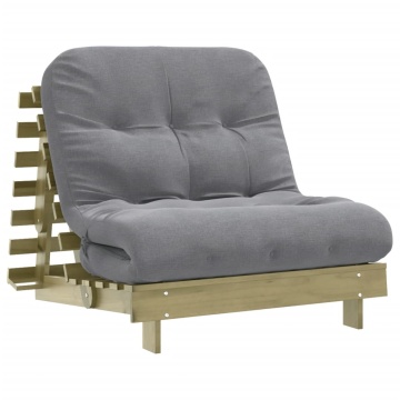 Canapea futon cu saltea, 80x206x11 cm, lemn de pin tratat - Img 2