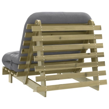 Canapea futon cu saltea, 80x206x11 cm, lemn de pin tratat - Img 6