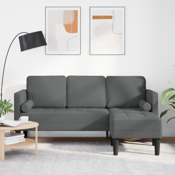 Canapea L-shaped pentru 3 persoane Gri închis 160 cm Fabricat - Img 1