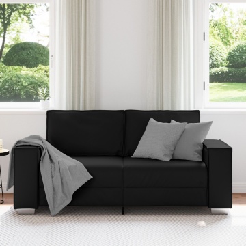 Canapea Loveseat Neagră 140 cm din Piele Sintetică - Img 3