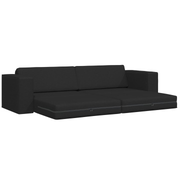 Canapea Pat 2-in-1 Neagră 245x150x60.5 cm Țesătură - Img 3