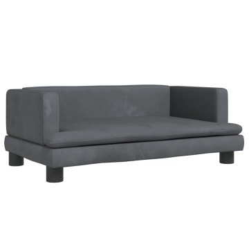 Canapea pentru copii, gri închis, 80x45x30 cm, catifea - Img 2