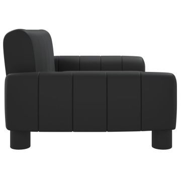 Canapea pentru copii, negru, 70x45x30 cm, piele ecologică - Img 4