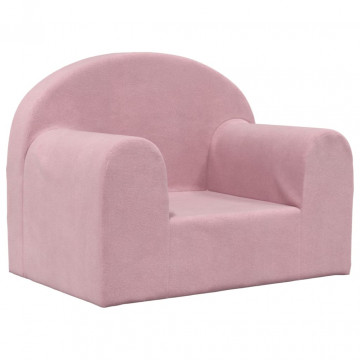 Canapea pentru copii, roz, pluș moale - Img 2