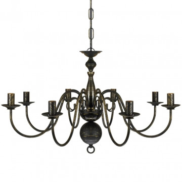 Candelabru Negru de metal în stil antichizat, 8 x becuri E14 - Img 3