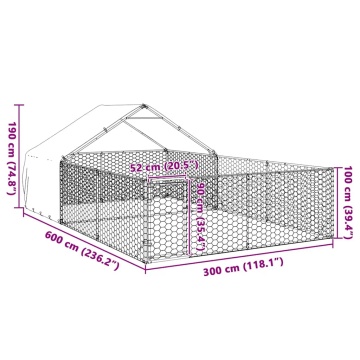 Canisa de exterior cu alergare 6x3x1,9 m otel galvanizat - Img 7