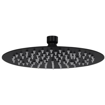 Cap de duș tip ploaie rotund, negru, 20 cm, oțel inoxidabil - Img 1