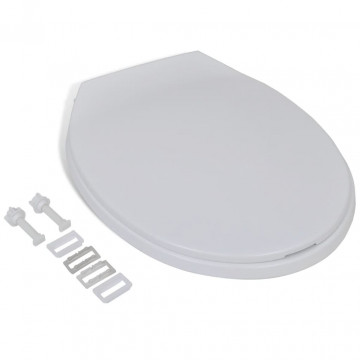 Capac WC cu închidere silențioasă, alb, oval - Img 2