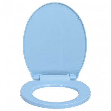 Capac WC cu închidere silențioasă, albastru, oval - Img 3