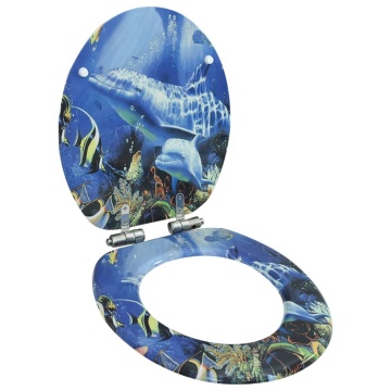 Capac WC cu închidere silențioasă, MDF, design delfini - Img 1