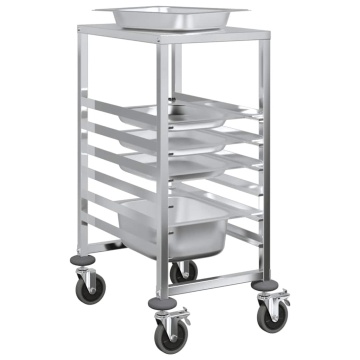 Cărucior cu tăvi cu 6 containere GN 39x55x87 cm oțel inoxidabil - Img 4