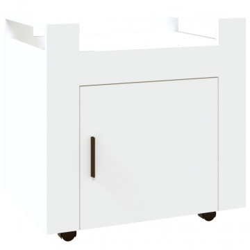 Cărucior de birou, alb, 60x45x60 cm, lemn prelucrat - Img 2