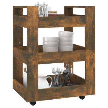 Cărucior de bucătărie stejar fumuriu 60x45x80 cm lemn prelucrat - Img 4