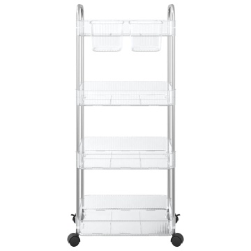 Cărucior de depozitare cu 4 niveluri, transparent acrilic - Img 4