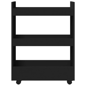 Cărucior de depozitare îngust, 3 niveluri negru lemn prelucrat - Img 4