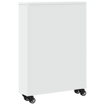 Cărucior de depozitare îngust, alb, 48x13x68 cm, lemn prelucrat - Img 5