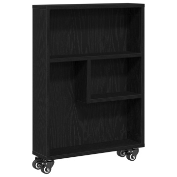 Cărucior de depozitare îngust Stejar Negru 48x13x68 cm Lemn prelucrat - Img 2