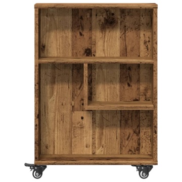 Cărucior depozitare îngust lemn vechi 48x13x68cm lemn prelucrat - Img 4