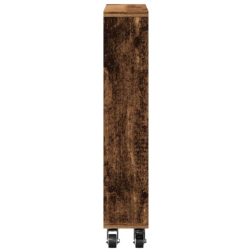 Cărucior depozitare îngust lemn vechi 48x13x68cm lemn prelucrat - Img 8