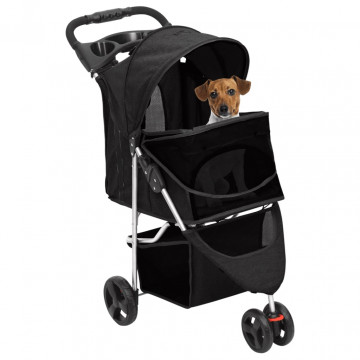Cărucior pliabil pentru câini negru 80x46x98 cm țesătură Oxford - Img 2