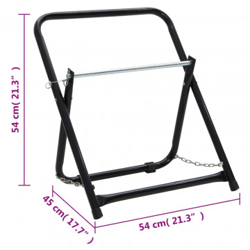 Căruț tambur furtun 48 cm 45 kg negru oțel vopsit electrostatic - Img 7