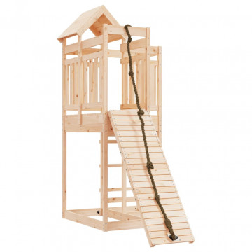 Căsuță de joacă cu perete de cățărat, lemn masiv de pin - Img 2