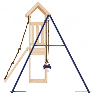 Căsuță de joacă cu perete de cățărat și leagăn, lemn masiv pin - Img 5