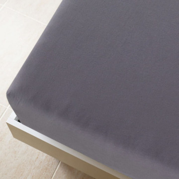 Cearșaf de pat cu elastic, 2 buc., antracit, 140x200 cm, bumbac - Img 4