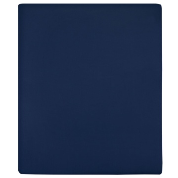 Cearșaf de pat cu elastic, 2 buc, bleumarin, 180x200 cm, bumbac - Img 1